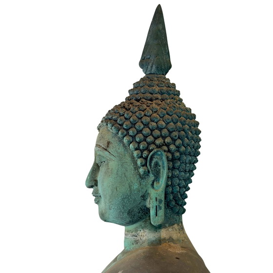Monumental Thai Bronze Buddha – Sukhothai Style – Dated 1961 – 190 cm – Sculpture (photo 19 of 20)