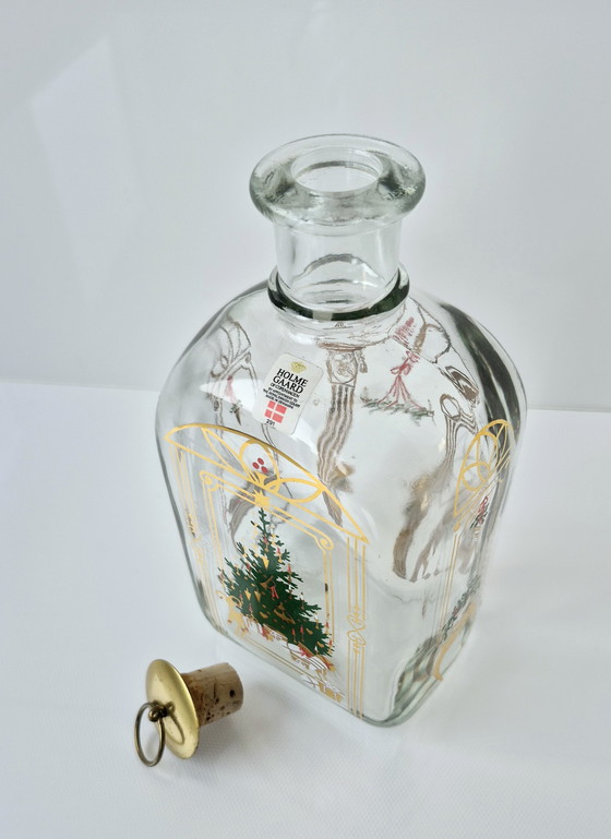 Image 1 of Holmegaard Copenhagen Bouteille de Noël 1991 Design Michael Bang, Décor Jette Frölich Danemark
