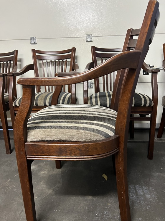 Image 1 of 6 Bannink jugendstil eetkamer armstoelen donker kersenhout 