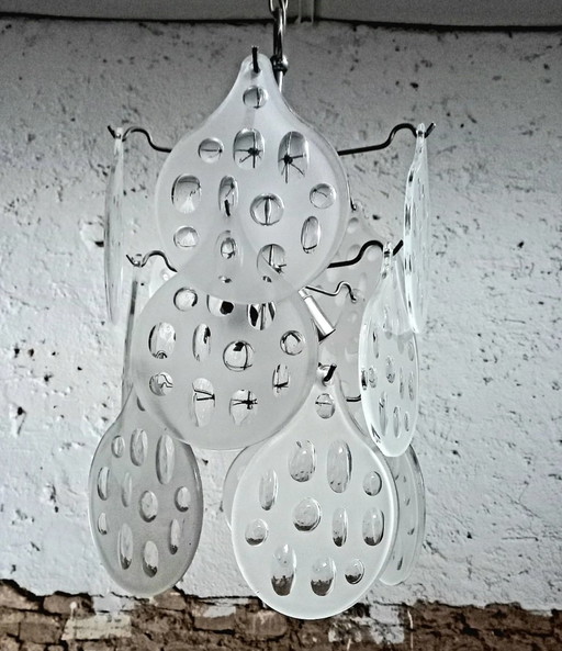 Lampadario Tre Luci Dischi in Vetro Vistosi