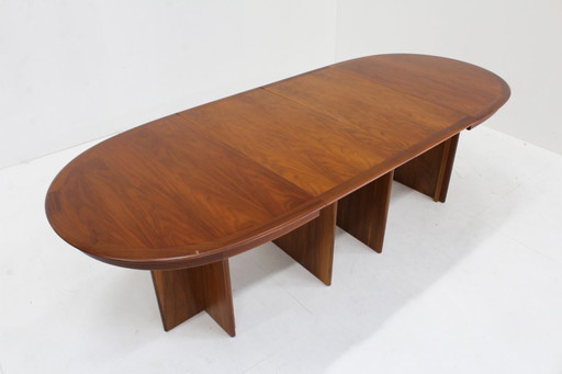 Vintage Danish large oval extendable dining table