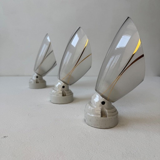 Lot of 3 vintage angled wall lights from the 1950s – wandlampen, Glass