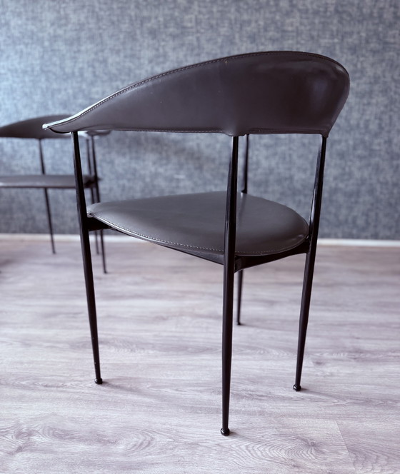 Image 1 of 4x poltrone vintage in pelle Fasem p40, Vegni & Gualtierotti, anni '90