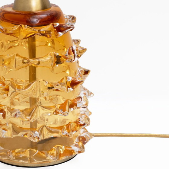 Pair of Amber Rostrato Murano Glass Table Lamps (photo 4 of 7)