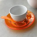 Guzzini Feeling Espressoset - Ontwerp uit de jaren 1980 in porselein en kunststof Lucite