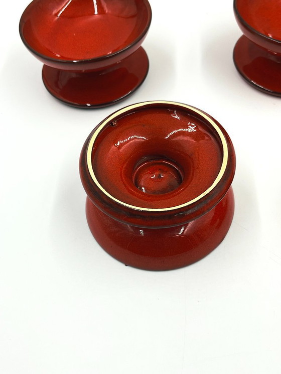 Set of 4 vintage ice cream bowls by PAN Keramik, Table accessories, Ceramic, Red (photo 10 of 11)