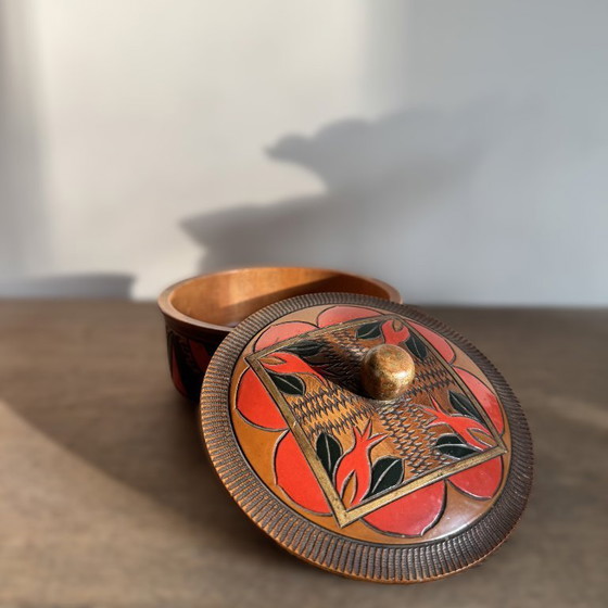 Image 1 of Authentic Amsterdam School lidded box – Pyrography – ca. 1920