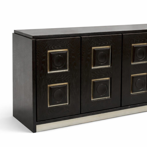 Groot vintage Brutalistisch dressoir in zwart eikenhout