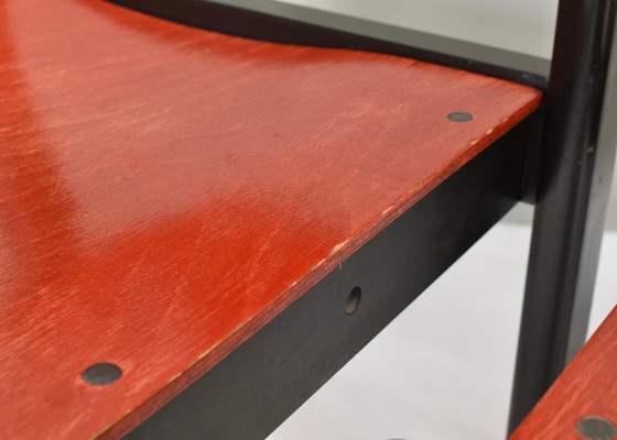 14x Italian Postmodern Stacking Chairs in Sottsass Memphis Style - Italy, 1970's, Dining chairs, Metal, Red (photo 13 of 20)