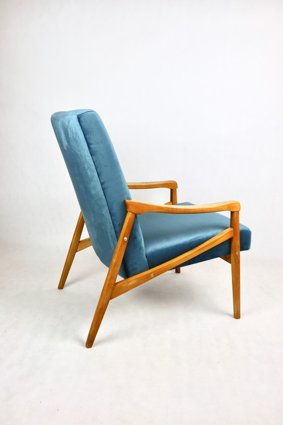 Image 1 of Czech Model Armchair In Ocean Blue Attributed To Jiri Jiroutek, 1970S