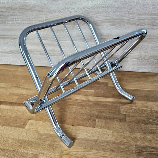 Vintage Zack Design Bauhaus Magazine Rack 80s Chrome