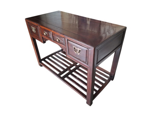 Antique Chinese Altar Side Table, Hall Table, Wall Console. Dimensions: 113x85cm and 81cm High. – Wood, Brass