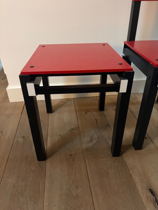 original Rietveld Originals Military Chair with matching Military Stool,