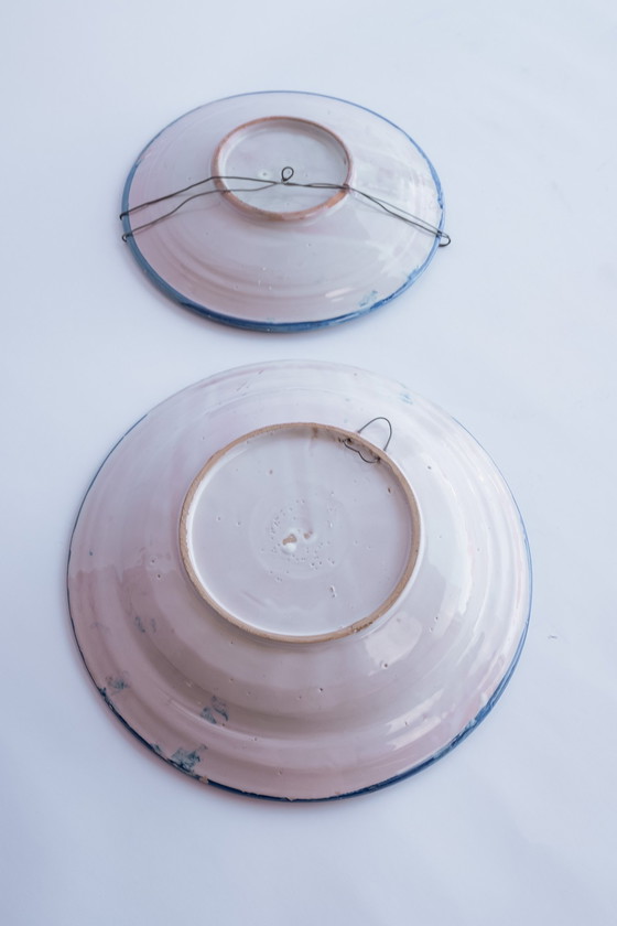 Image 1 of 2er-Set handbemalte Keramikschalen oder Wandteller