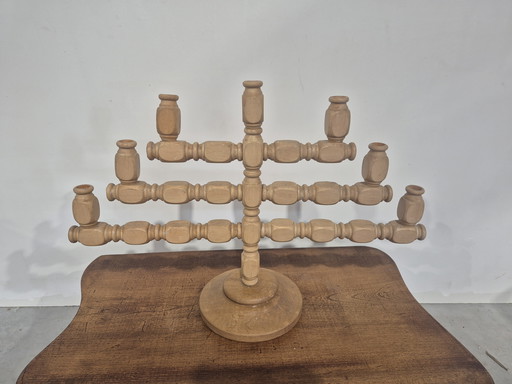 Scandinavische houten vintage kandelaar