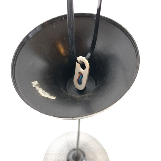 Image 1 of Vintage pendant lamp Memphis Milano 80s perforated black