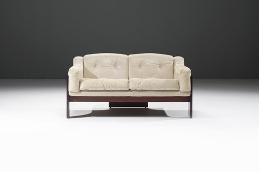 Schitterende vintage Oriolo-bank van leer, ontworpen door Claudio Salocchi voor Sormani in de jaren 60.