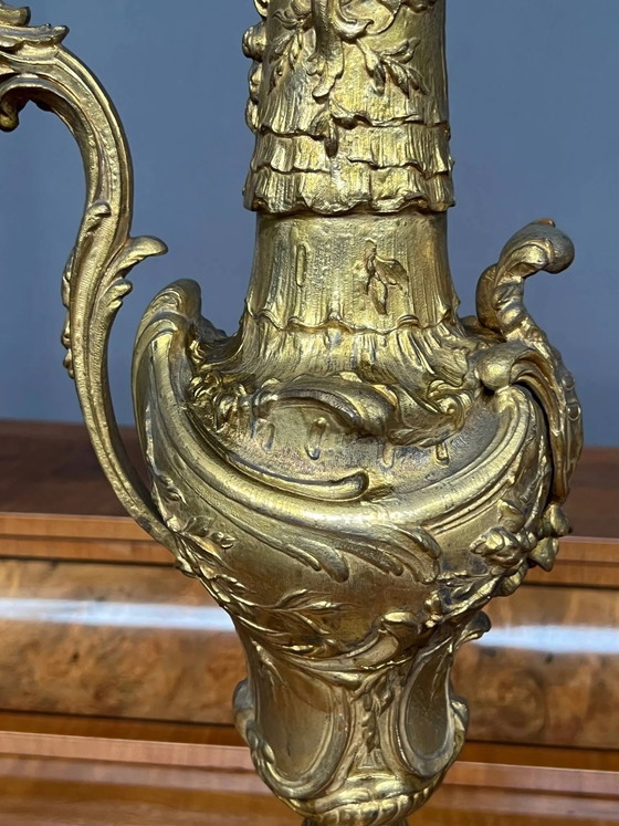 Coppia di Vasi decorativi. Metallo massiccio color oro., Ottone (foto 3 di 8)