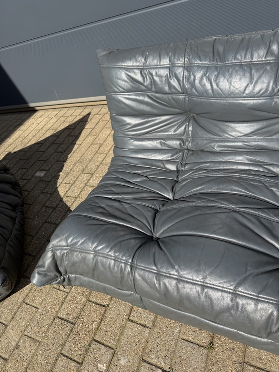 Image 1 of 100% Authentieke Ligne Roset Togo 3z Anthraciet Grijs Leder