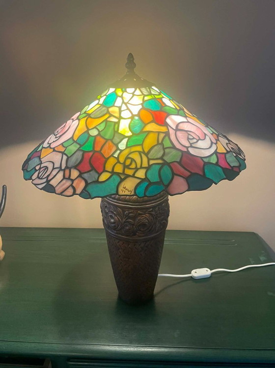 Image 1 of Tiffany style lamp signed Lush 1994