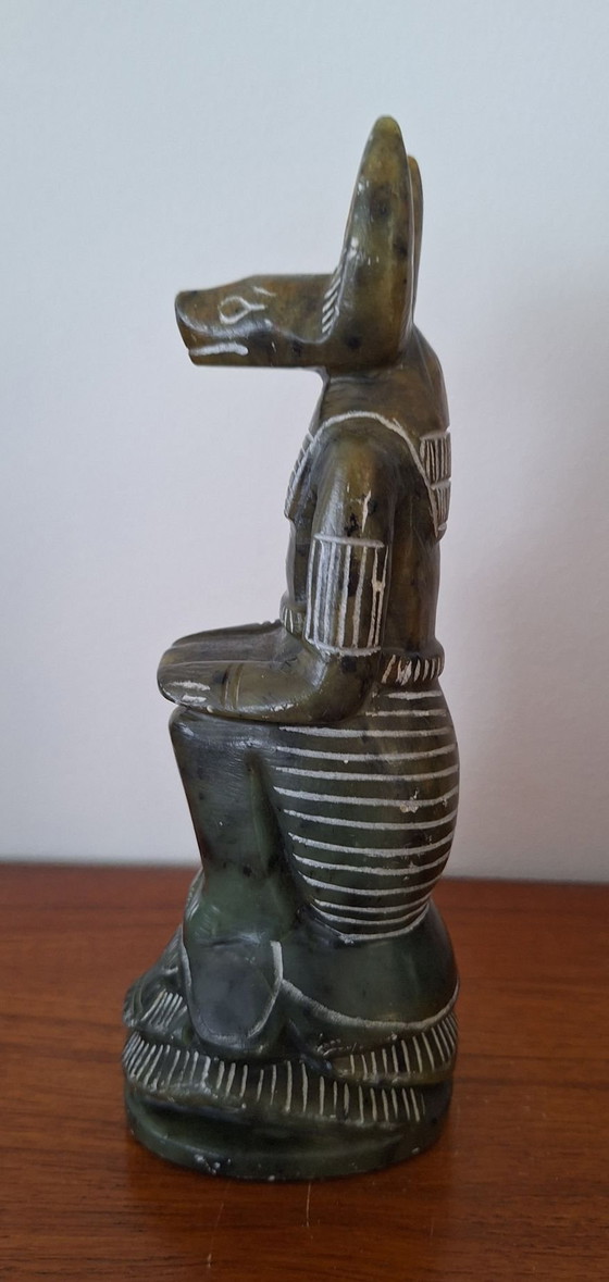 Sculpture en stéatite sculptée à la main Anubis, Pierre, Marron (photo 3 sur 11)
