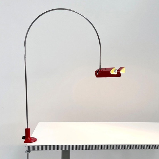 Image 1 of Rote Spinnen-Schreibtischlampe von Joe Colombo für Oluce, 1970er Jahre