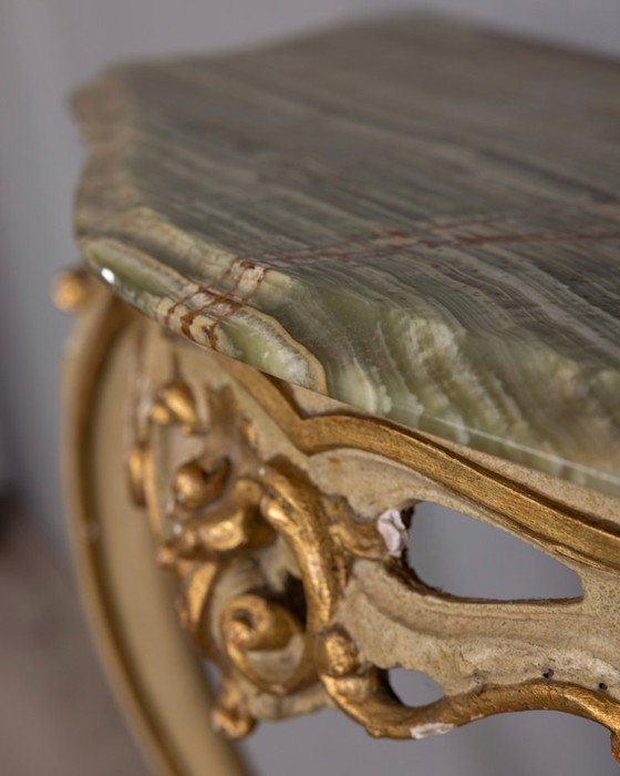 Image 1 of BAROQUE STYLE WALL CONSOLE IN GILDED WOOD AND ONYX, EARLY 20TH CENTURY