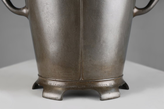 Image 1 of Art Nouveau Stamped Tin Wine or Champagne Cooler, Belgium, 1906
