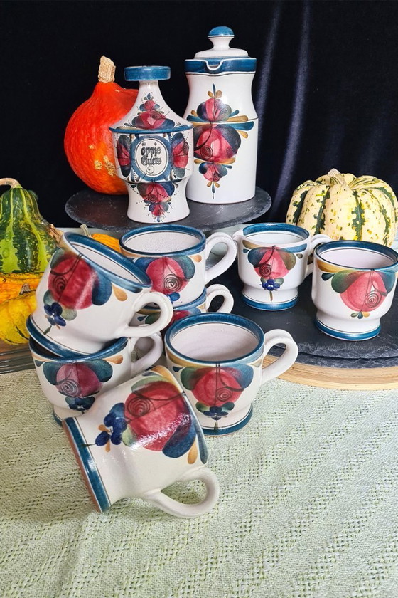 Image 1 of Bellissimo set da caffè in ceramica LUZERNER, con motivi floreali dipinti a mano.