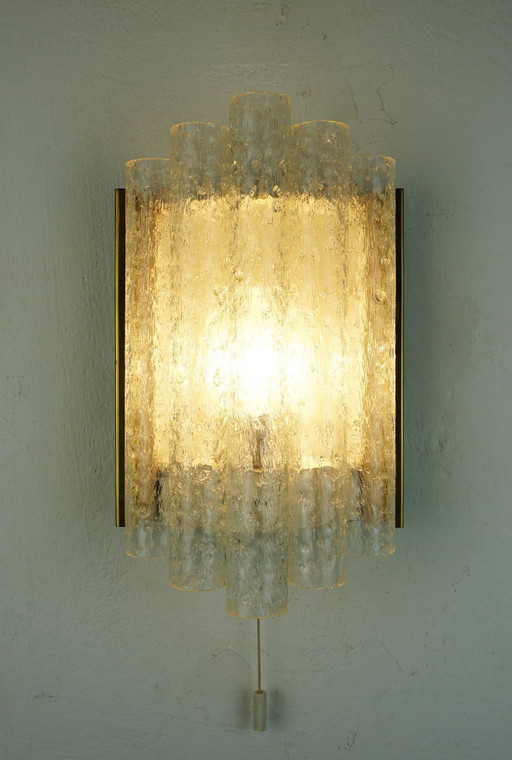 no. 2/2 - doria mid century WALL LAMP sconce with 5 glass tubes 1960s ice glass lamp - 2 available