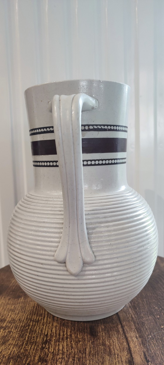 Image 1 of Grande brocca in gres smaltato firmata, periodo 1950-60