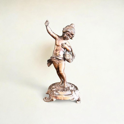 Zeldzaamheid! Art Nouveau brons van Farbel - de cueilette (prieel) 1900-1920 gesigneerd en gestempeld door de gieterij