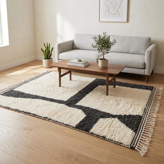 Tapis en laine pure fait main artisanale traditionnelle taille 150/250 cm – Ahrend, Wool (photo 4 of 6)