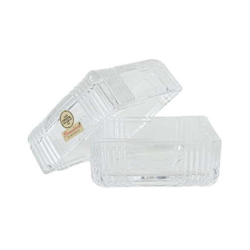 Boîte en cristal, verre au plomb, design italien, années 1970, fabricant : Primavera di Cristallo