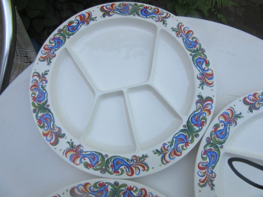 3 Piatti Fonduta Villeroy & Boch, Lussemburgo, Sept Fontaines, vintage, retrò