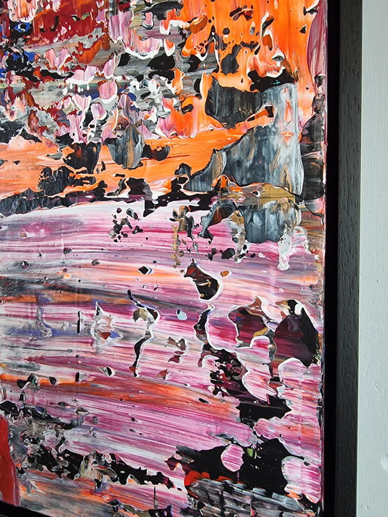 Image 1 of Frances Eckhardt - Peinture abstraite colorée + cadre 50X50