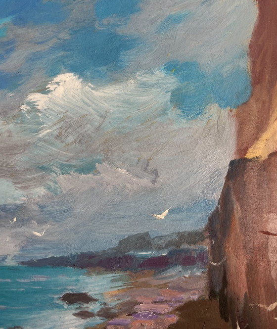 Image 1 of Original Oil Painting Coastal Rock Landscape Sailing towards a dream