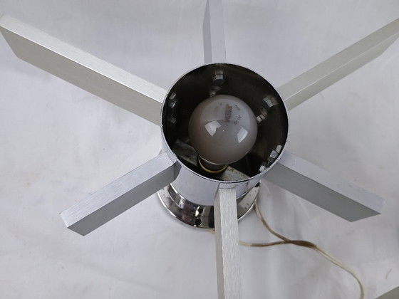 Image 1 of Pair Mid Century Italian Chrome & Glass Wall Sconces 1960s Space Age Sciolari