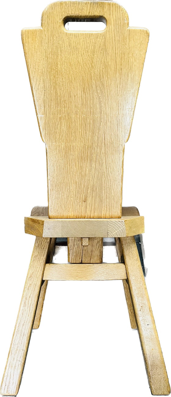 Image 1 of Brutalist Belgisch Zwaar Eiken Stoelen