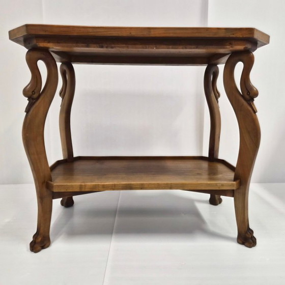 Image 1 of Consolle vintage in stile Art Déco e Art Nouveau con cigni e artigli di leone.