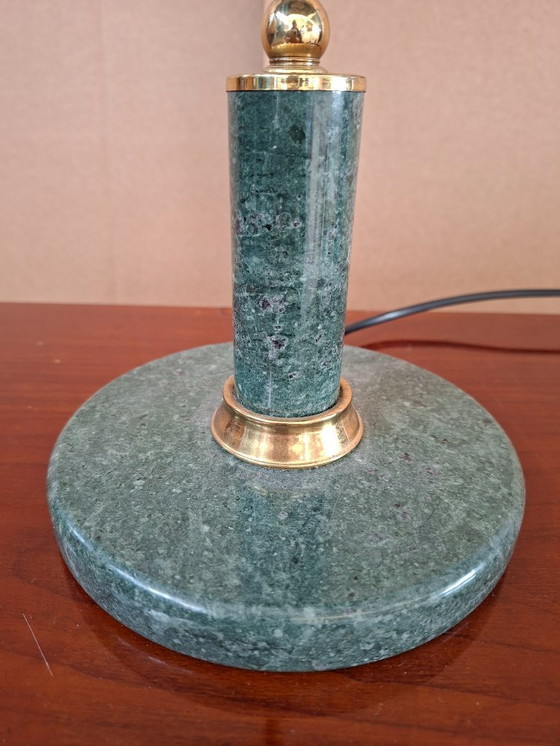 Image 1 of Vintage Desk Lamp in Green Marble and Brass, One-of-a-kind, Handcrafted, 1980s