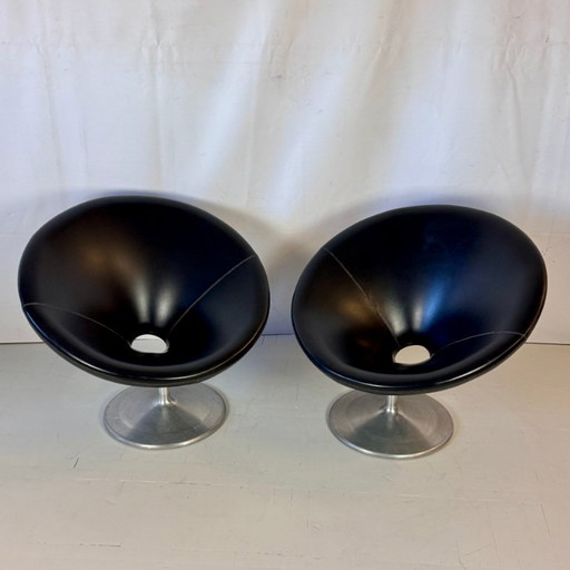 Paar ungarische "Radar"-Sessel mit Original-Kunstlederbezug, 1960er Jahre