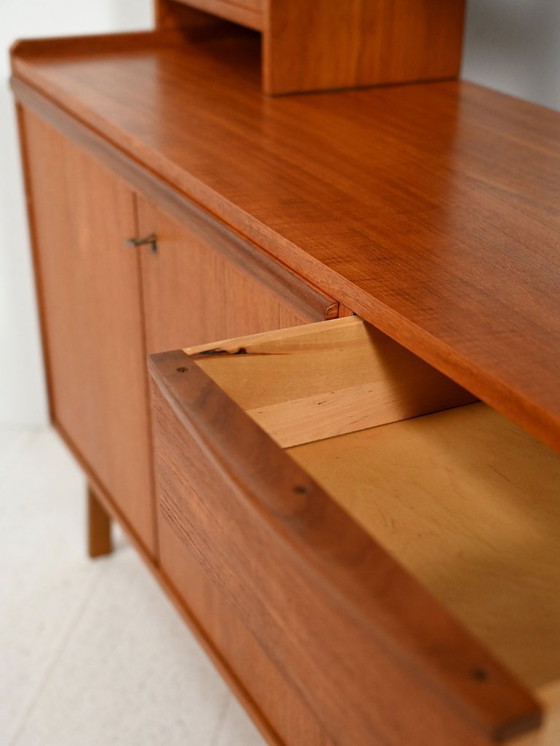 Image 1 of Scandinavische teakhouten boekenkast met uitschuifbaar bureau, jaren 1950-1960