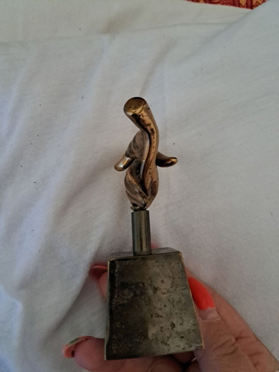 Sculpture Bronze "Mains Entrelacées" - Yves LOHÉ - Vintage, Doré (photo 6 sur 9)