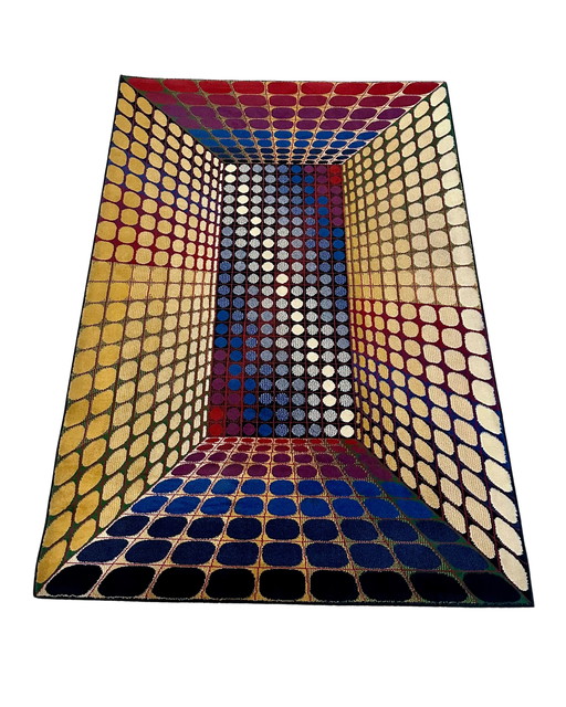 Geometrischer 3D-Op-Art-Teppich im Stil von Victor Vasarely Herkunft: Deutschland, 1970er Jahre