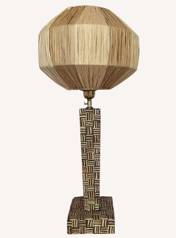 Image 1 of Vintage Table Lamp with Geometric Base