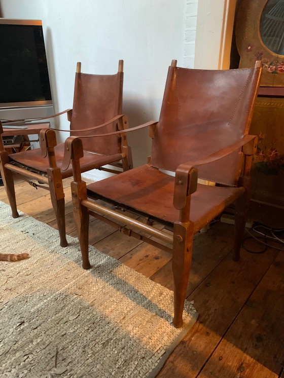 Image 1 of 2x Wilhelm Kienz Safari Armchairs