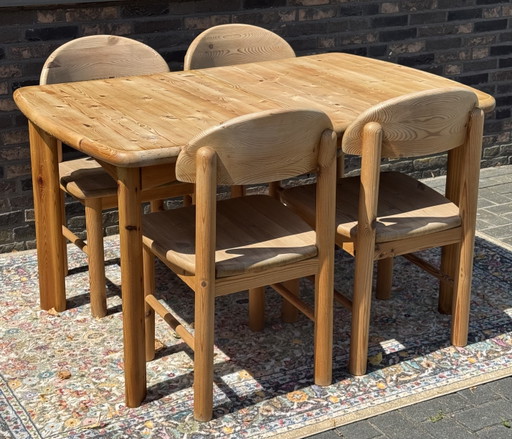 Set da pranzo Rainer Daumiller in pino, composto da 6 pezzi, con tavolo allungabile.