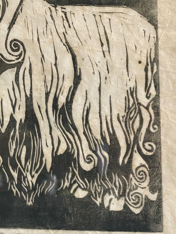 Image 1 of Eastern European Artist, Woolly Ram, 1920s-1940s, Linocut , Signed
