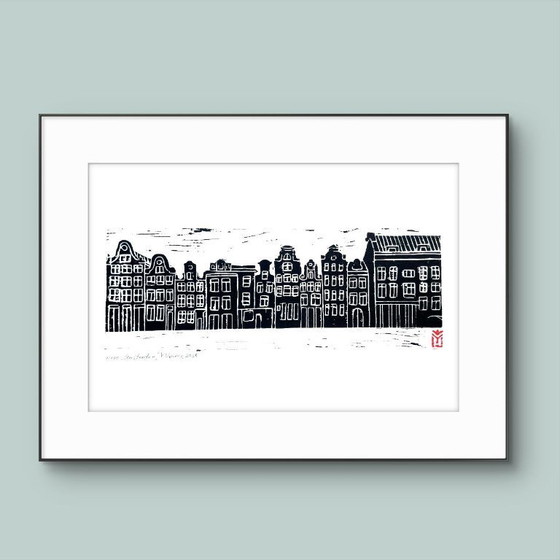 Image 1 of Vintage Amsterdam Linocut – A3 Black Print